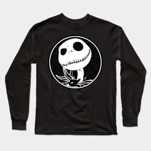 JACK SKELLINGTON - The Nightmare Before Christmas (Circle Black and White) Long Sleeve T-Shirt